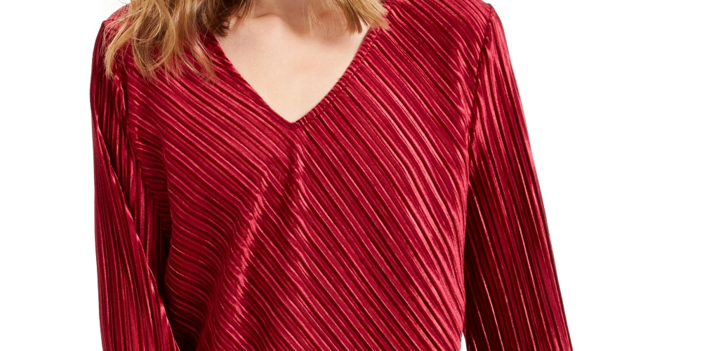 Alfani Women's Ribbed Velvet Top Wine Size Petite Small