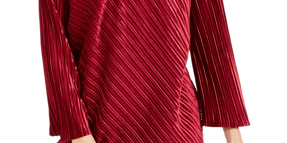 Alfani Women's Ribbed Velvet Top Wine Size Petite Small