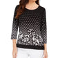 JM Collection Women's Printed Top Black Size Small