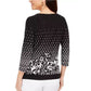 JM Collection Women's Printed Top Black Size Small