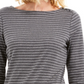 Charter Club Women's Petite Metallic Striped Top  Gray Size Petite Large