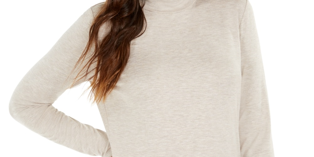 Style & Co Women's Mock Neck Top Beige Size Petite Large