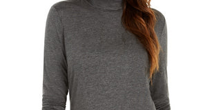Style & Co Women's Mock Neck Top Gray Size Petite Medium