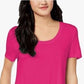 Maison Jules Women's Scoop Neck T-Shirt Pink Size Small