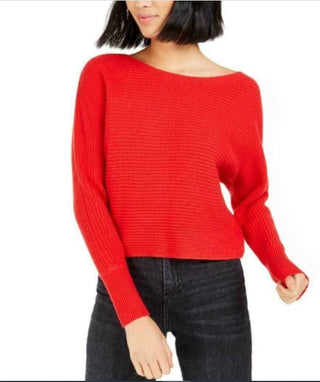 Bar III Women's Becca Tilley X Dolman Sleeve Sweater Red Size Medium