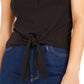 Bar III Women's Becca Tilley x Ribbed Tie Front Camisole Top Black Size X-Small