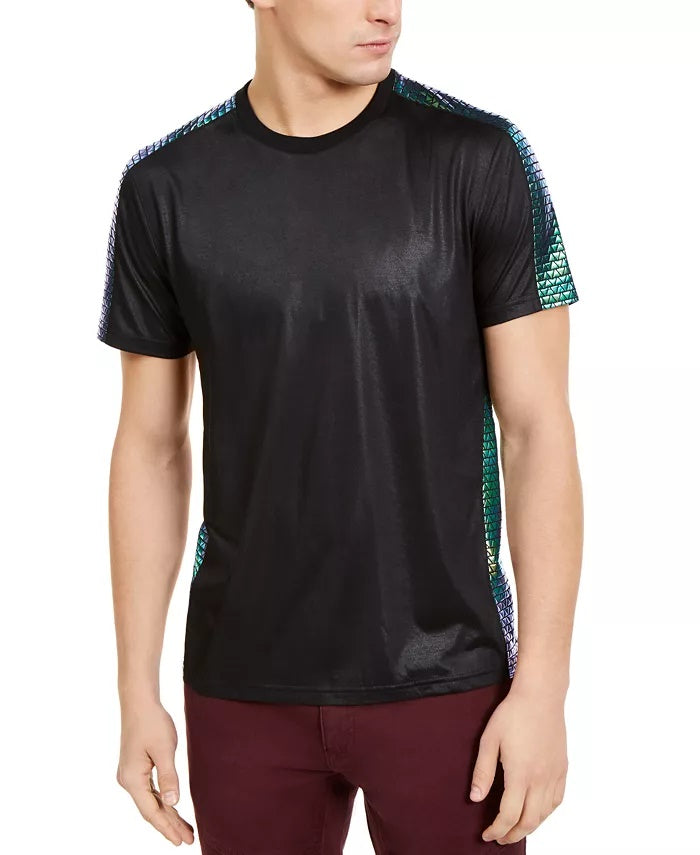 INC International Concepts Men's Fate Iridescent Scale Pieced T-Shirt Black Size Extra Large