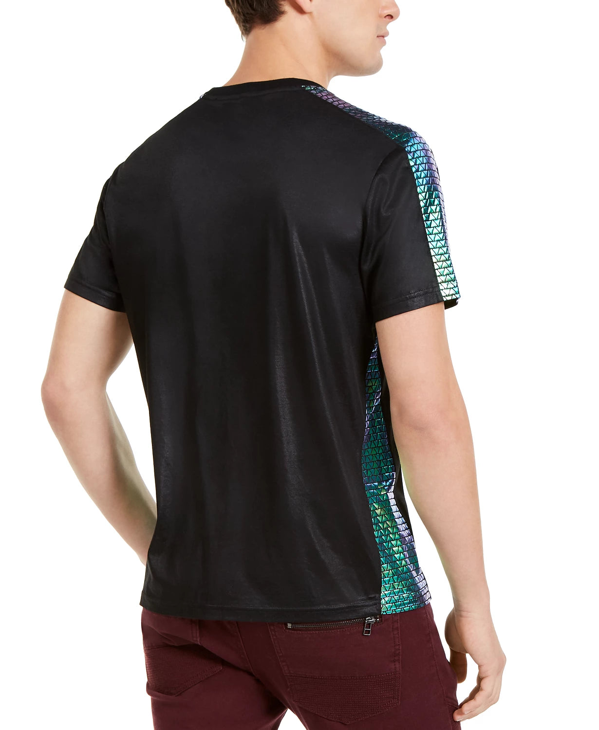 INC International Concepts Men's Fate Iridescent Scale Pieced T-Shirt Black Size Extra Large