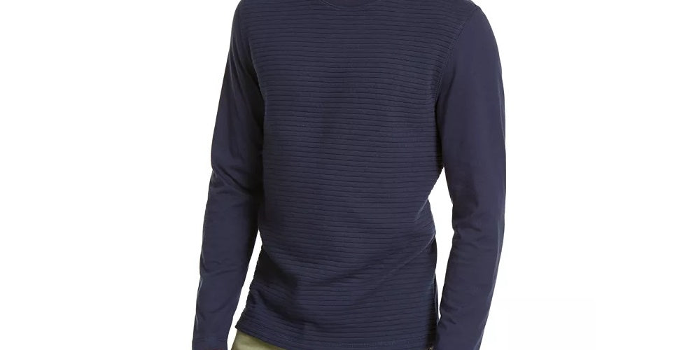 INC International Concepts Men's Pleated Textured Crew Sweatshirt Blue Size X-Large