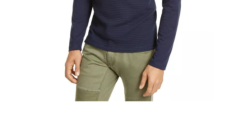 INC International Concepts Men's Pleated Textured Crew Sweatshirt Blue Size X-Large