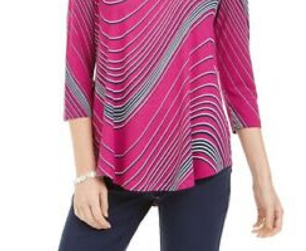 JM Women's Collection Swirl-Print 3/4-Sleeve T-Shirt Medium Red Size Extra Large