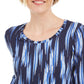 JM Collection Women's Printed 3/4 Sleeve T Shirt Blue Size Medium