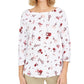 Charter Club Women's Printed Pima Cotton Top White Size Petite Small