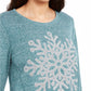 Style & Co Women's Snowflake Graphic Sweatshirt Green Size Small