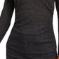 INC International Concepts Women's Ruched Shine V-Neck Top Black Size Large