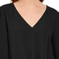 INC International Concepts Women's Tie Front Blouson Top  Black Size Medium