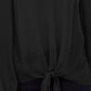 INC International Concepts Women's Tie Front Blouson Top  Black Size Medium
