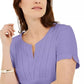 Karen Scott Women's Woven Split-Neck Top Turq/Aqua Size X-Small