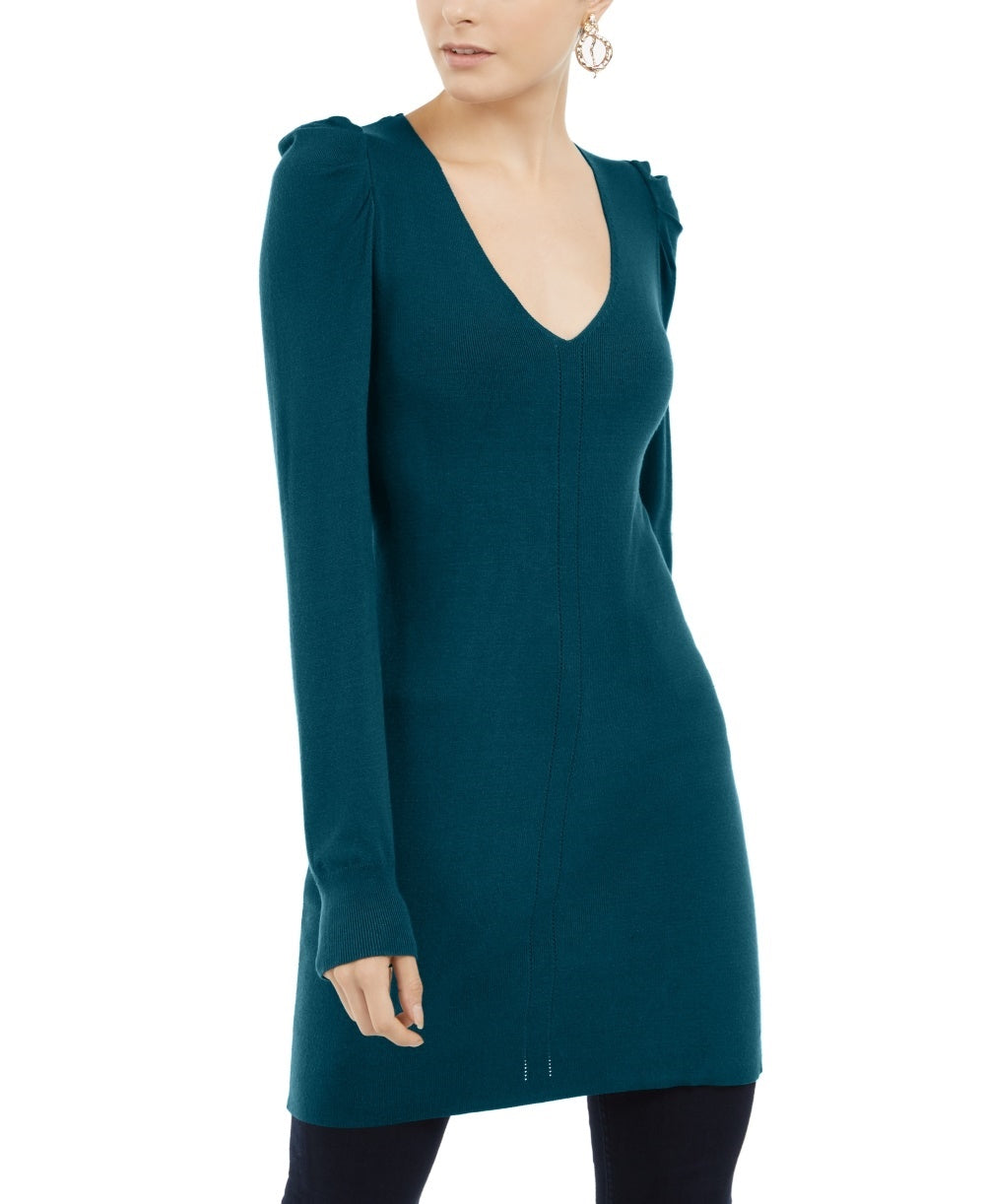 INC International Concepts Women's Puff Sleeve Sweater Tunic Green Size X-Large