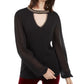 INC International Concepts Women's Studded Keyhole Sweater Black Size Small