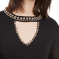 INC International Concepts Women's Studded Keyhole Sweater Black Size Small