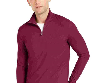 Alfani Men's Lightweight Ribbed Quarter-Zip Pullover Red Size Small