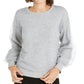 INC International Concepts Women's Tulle Overlay Knit Pullover Sweater Gray Size Large