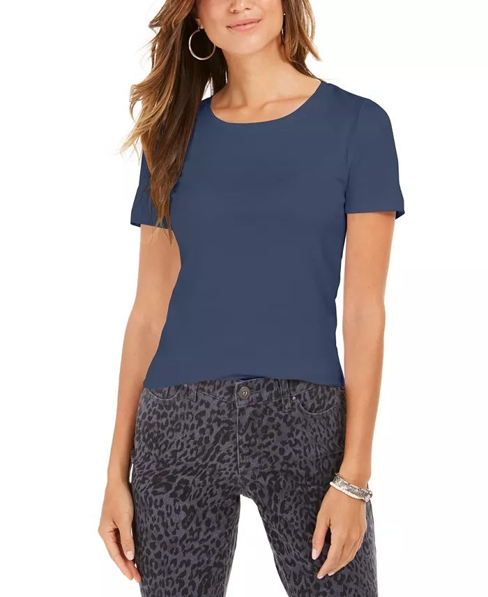 Style & Co Women's Scoop-Neck T-Shirt Blue Size Medium
