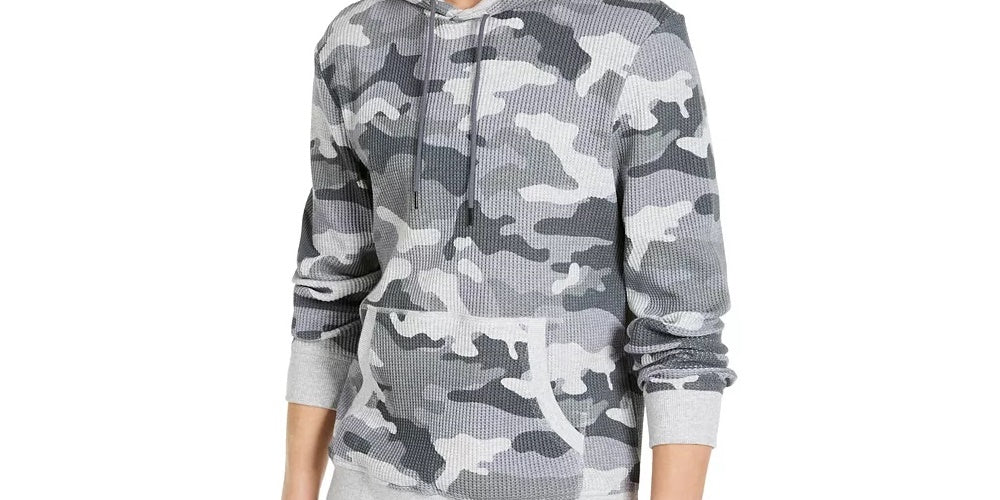 Sun + Stone Men's Camouflage Long Sleeve Fit Draw String Thermal Sweater Grey Size XX-Large