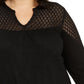 Style & Co Women's Crochet Trim Top Black Size 4X