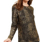 INC International Concepts Women's Sweater Large Pullover Animal Print Metallic Gold Size Large