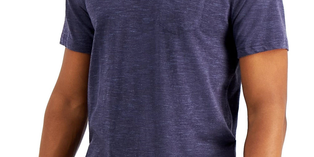 Sun + Stone Men's Dylan Contrast Chain Stitch T-Shirt  Navy Size Small