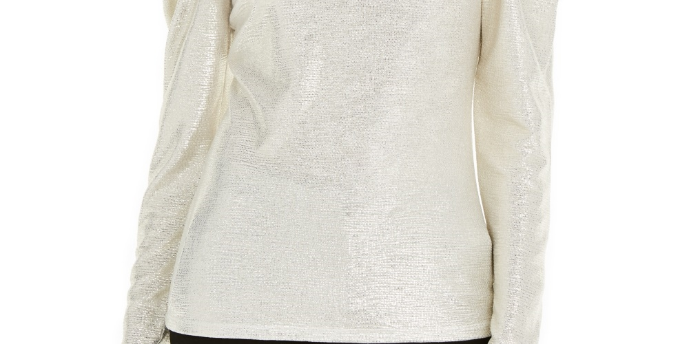 INC International Concepts Women's Puff Sleeve Shine Top Gold Size X-Large
