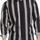 Sun + Stone Men's Striped Collared Classic Fit Dress Shirt Black Size XX-Large
