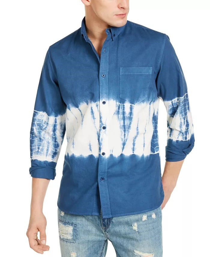 Sun + Stone Men's Horizon Tie Dye Shirt Navy Size Large