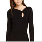 INC International Concepts Women's Asymmetrical Neck Sweater Dress Black Size Medium