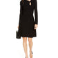 INC International Concepts Women's Asymmetrical Neck Sweater Dress Black Size X-Large