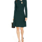 INC International Concepts Women's Asymmetrical Neck Sweater Dress Green Size X-Large