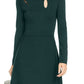 INC International Concepts Women's Asymmetrical Neck Sweater Dress Green Size X-Large