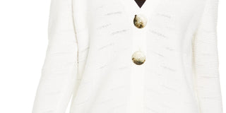 JM Collection Women's Two Button Cardigan Sweater White Size Large