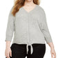 Style & Co Women's Plus Tie Hem Sweater Grey Size 1X