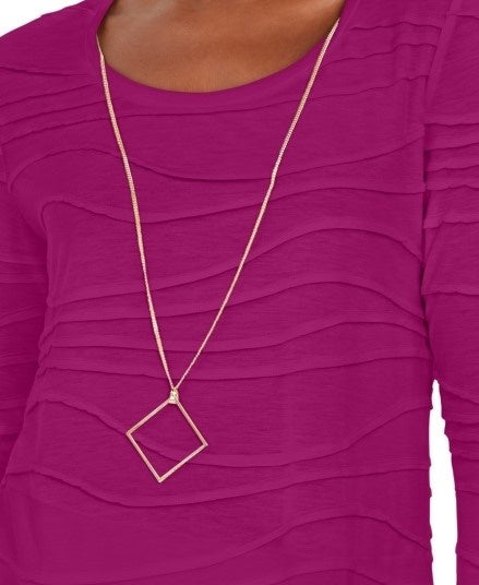 JM Collection Women's Wavy Textured Knit Top Pink Size XX-Large
