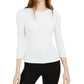 Bar III Women's Mesh Trim Puff Sleeve Top White Size Small