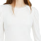 Bar III Women's Mesh Trim Puff Sleeve Top White Size Small