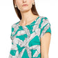 Alfani Women's Printed T-Shirt Green Size Small