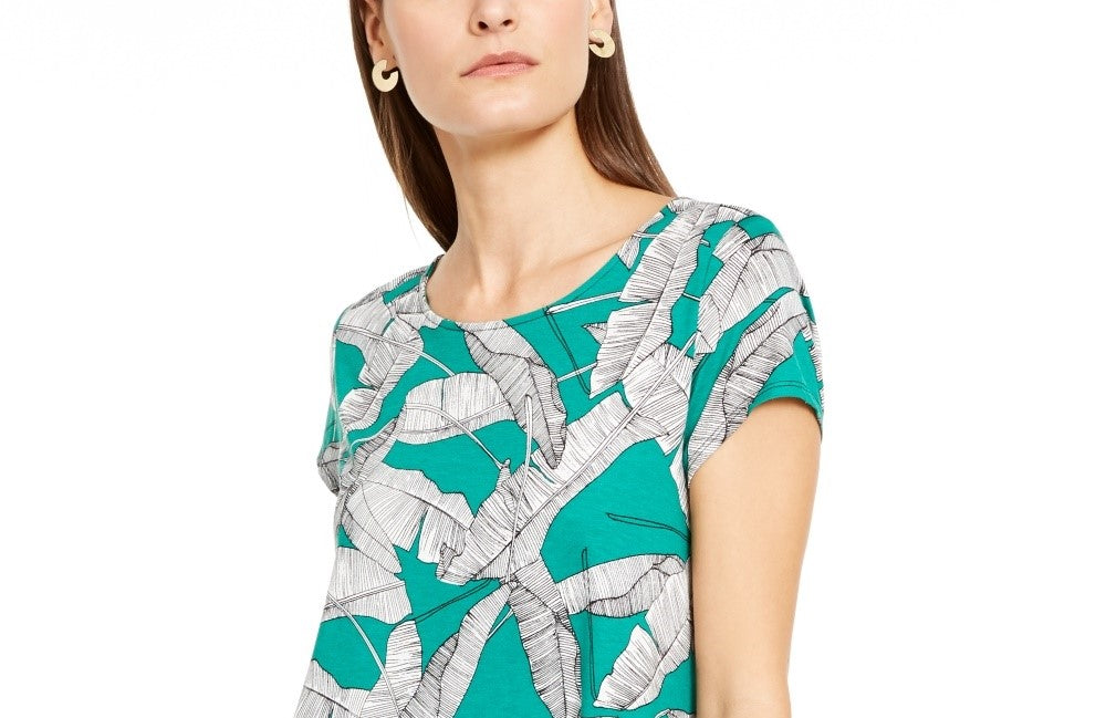 Alfani Women's Printed T-Shirt Green Size Small