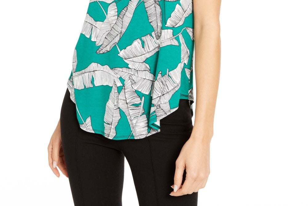 Alfani Women's Printed T-Shirt Green Size Small