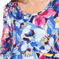 JM Collection Women's Ascension Flora Printed 3/4-Sleeve T-Shirt Blue Size Medium