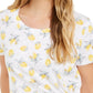 Style & Co Women's Printed Side Tie T-Shirt Yellow Size Small