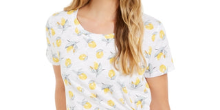 Style & Co Women's Printed Side Tie T-Shirt Yellow Size Small